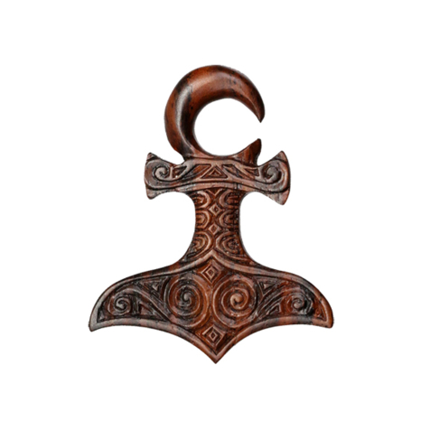 Ohrgewicht Haken Thors Hammer aus Narra Holz