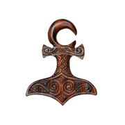 Poids doreille crochet marteau de Thor en bois Narra