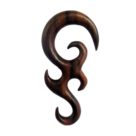 Ohrgewicht doppel Spirale mit Flamme aus Narra Holz