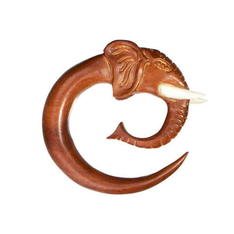 Poids doreille spirale éléphant en bois de rose