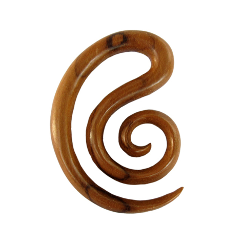 Ohrgewicht Spiralen Mond aus Teakholz