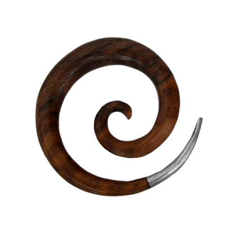 Pesi per orecchie a spirale con punta dargento in legno di Narra