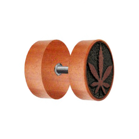 Faux plug feuille de chanvre en bois de sawo