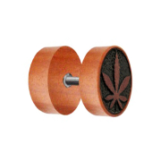 Faux plug feuille de chanvre en bois de sawo