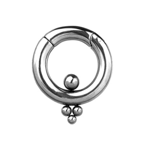 Ear weight segment ring hinged silver four balls