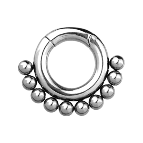 Ear weight segment ring hinged silver ten balls