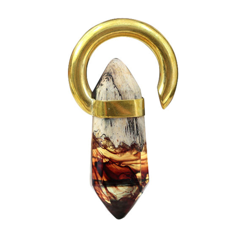 Ear weight ring gold plated crystal coloring epoxy red made of tamarind wood