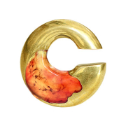 Poids doreille doré coloration époxy rouge