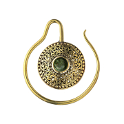 Anello per orecchie medaglione placcato oro con pietra di...