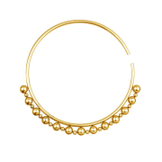 Gold-plated tunnel pendant ring with large and small spheres