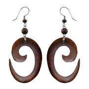 Oval spiral earring made of sono wood