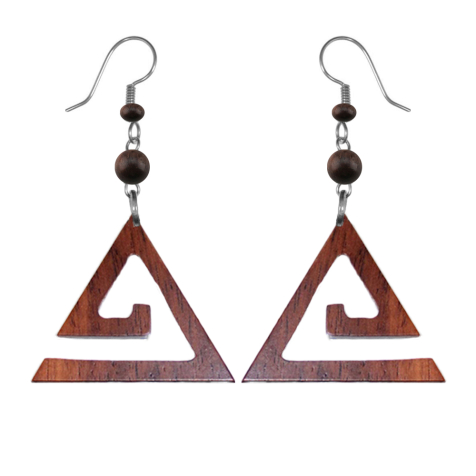 Boucles doreilles Spirale Triangle en bois de sono