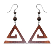 Earring spiral triangle made of sono wood