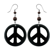 Orecchino della pace in legno di Narra nero