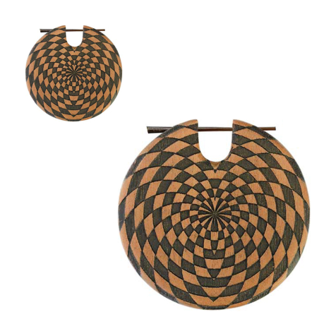 Boucle doreille Assiette Carreau Gravé en bois de Saba