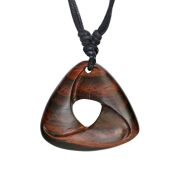 Collana nera con ciondolo a spirale tribale in legno di...