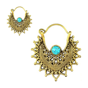 Orecchino placcato oro Cuori in filigrana con pietra...