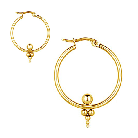 Ohrring vergoldet Creole mit fünf Kugeln