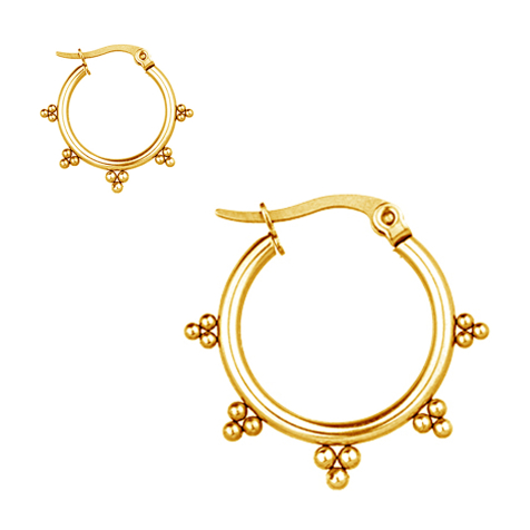 Boucles doreilles créole doré avec trois boules