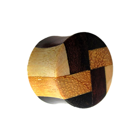 Flared plug mosaic made from laminated wood