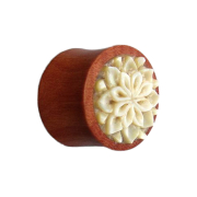 Flared Plug Perlmutt Blume aus Sawo Holz