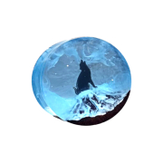 Flared Plug Wolf im Winter Epoxy blau aus Tamarind Holz