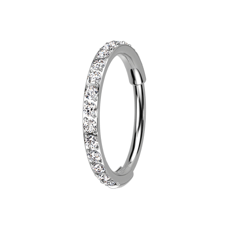 Anello micro segmentato pieghevole argento con cristalli laterali argento