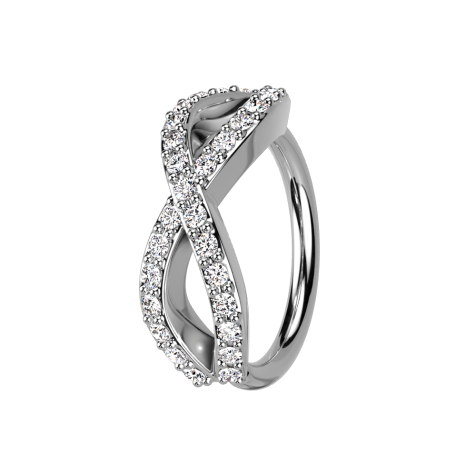 Micro piercing anneau argenté infini avec cristaux