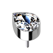 Threadless argento con goccia cristallo argento