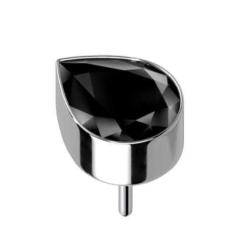 Threadless silber mit Tropfen Kristall schwarz