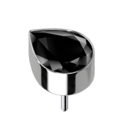 Threadless silver with drop crystal black