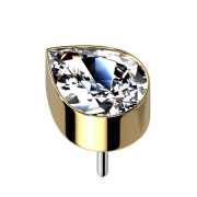 Threadless gold-plated with drop crystal silver