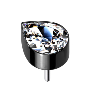 Threadless black with drop crystal silver