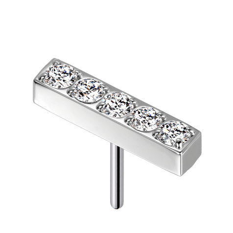 Threadless silber Balken Kristalle silber