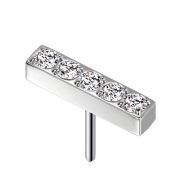 Threadless argento Barre Cristalli argento