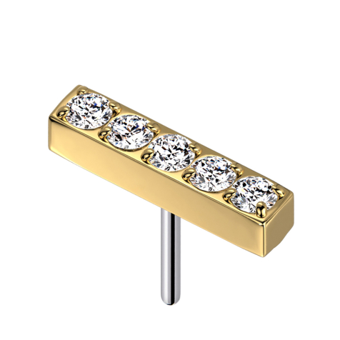 Threadless placcato in oro con cristalli argentati