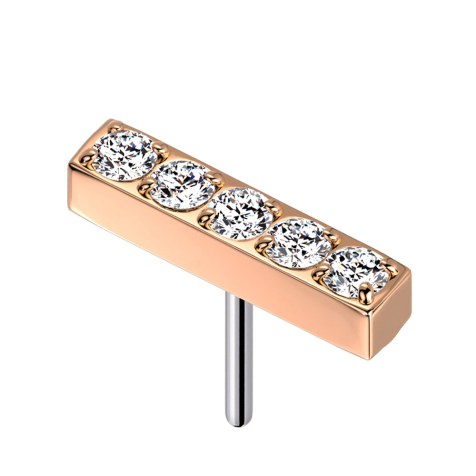 Threadless rosegold Balken Kristalle silber