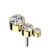 Threadless plaqué or descendant trois cristaux...