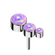 Threadless argento discendente tre opali viola