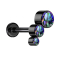 Micro Labret filettatura interna nera discendente tre cristalli multicolore scuro