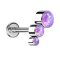 Micro Labret Innengewinde silber absteigend drei Opale violett