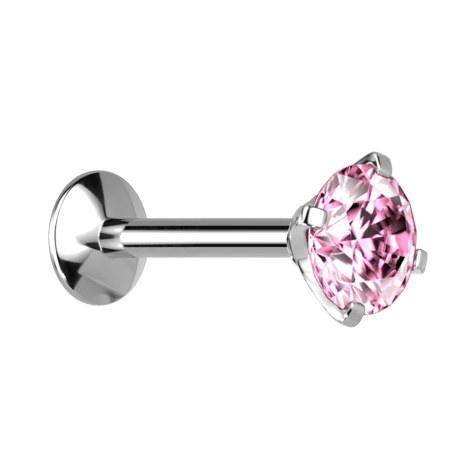 Labret à filetage intérieur micro UFO argenté avec cristal rose serti