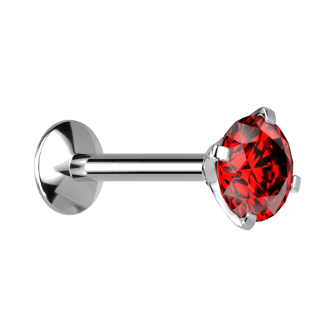 Labret à filetage interne micro UFO argenté avec cristal rouge serti