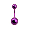 Banana female connector, purple, with two balls