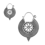 Earring silver flower with point