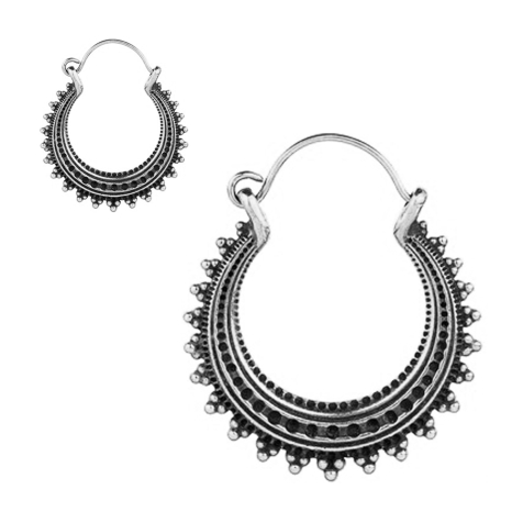 Earring silver creole with dots