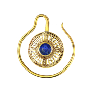 Earweight ring gold-plated medallion with lapis lazuli stone