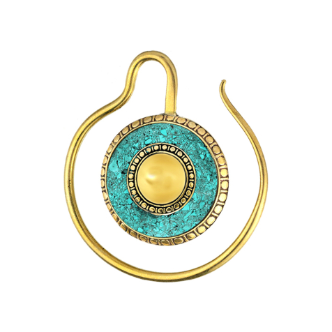 Poids de loreille Bague plaqué or Medallion avec pierre turquoise Bague