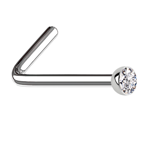 Perno nasale angolato argento emisfero di cristallo argento