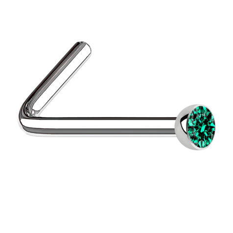 Borchia da naso angolata argento emisfero cristallo turchese